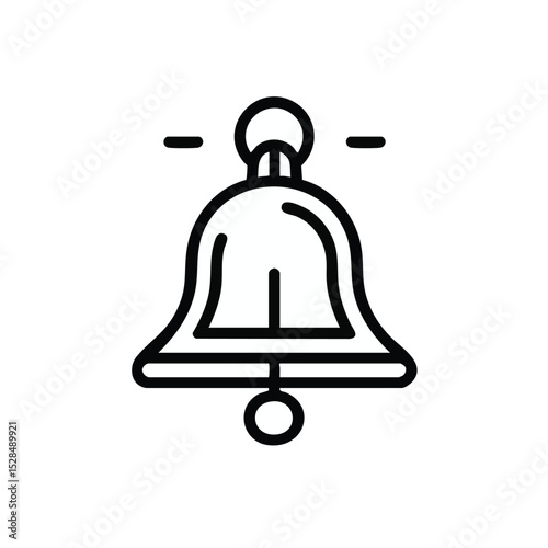 An outlined bell with clapper ringer and suspension points