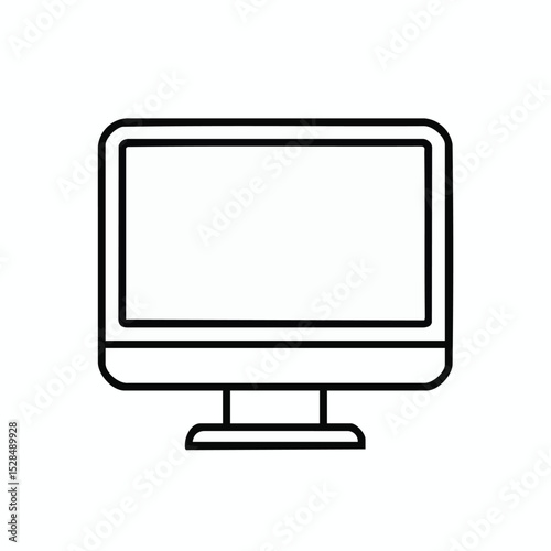 Line art of a computer monitor on a stand