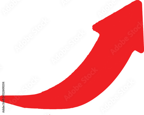 Modern 3D Rendered Red Upward Curved Arrow Directional Indicator Graphic