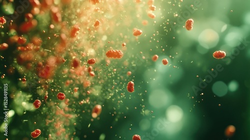 Abstract Microscopic World: An Exploration of Floating Elements and Green Bokeh