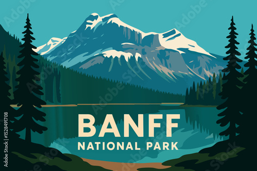 Banff National Park Emerald Lake Surrounded by Snow-capped Mountains.eps
