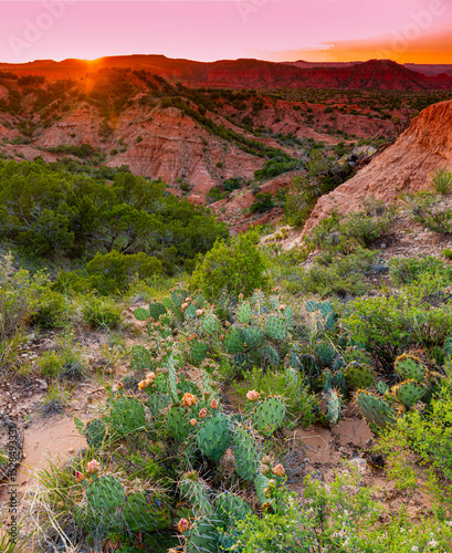 Sunset On The Red Walls of The Canyon, Caprock Canyon State Park, Quitaque, Texas, USA