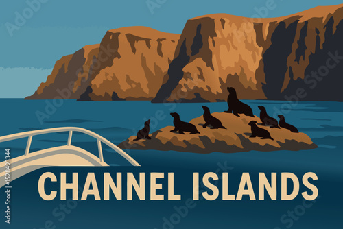 Channel Islands National Park Aerial View of Santa Cruz Island's Sea Caves.eps