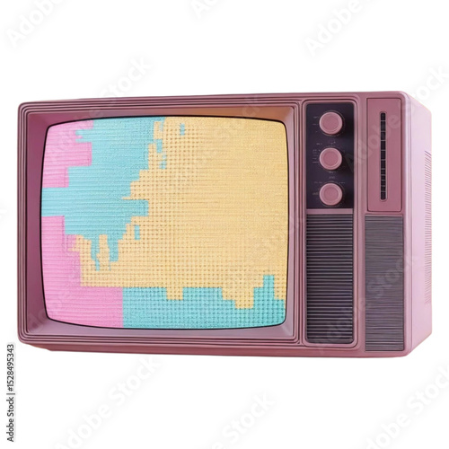 Retro television set vintage tv with colorful screen antique television old technology media broadcast receiver