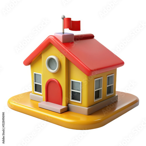 3d cartoon schoolhouse isolated on white background