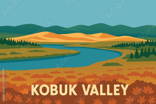 Kobuk Valley National Park Kobuk River and Arctic Tundra with Sand Dunes.eps
