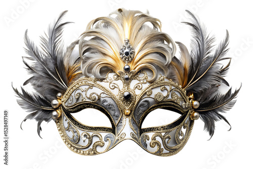 venetian carnival mask isolated on a white background, PNG, AI