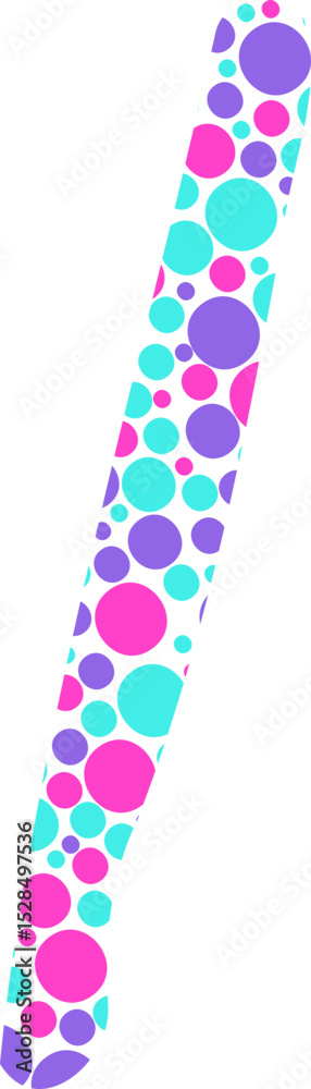 Fototapeta premium Smooth filament shape filled with small colored dots.
