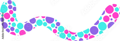 Curved filament shape filled with small colored dots.