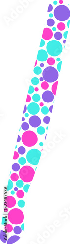 Smooth filament shape filled with small colored dots.