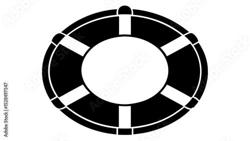 Black and white life preserver safety ring icon