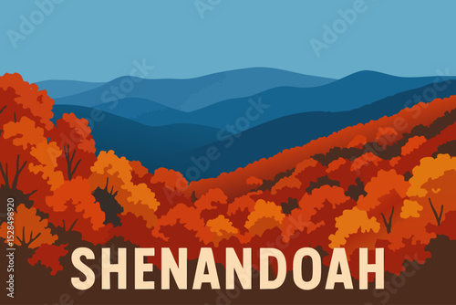 Shenandoah National Park Skyline Drive View with Fall Colors