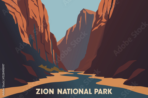 Zion National Park Dramatic View from Angels Landing Over Canyon