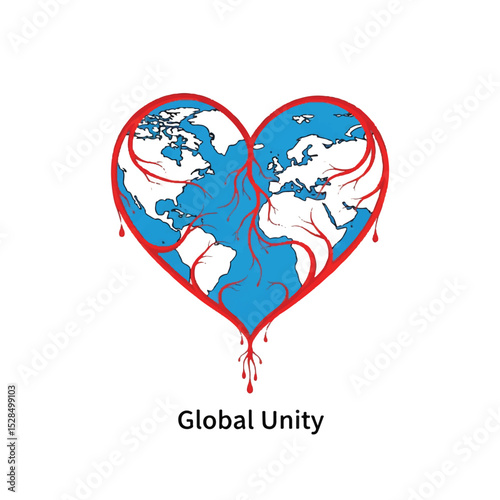 Global Unity A Heart-Shaped World Map Illustration