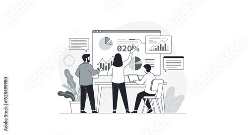 Collaborative Data Analysis and Strategy Planning Illustration