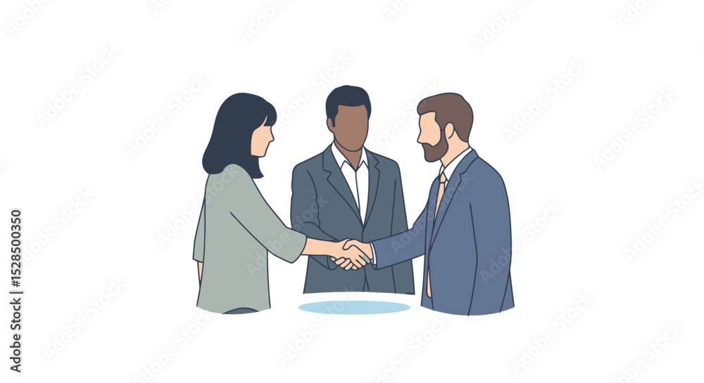 Fototapeta premium Diverse Business Team Handshake Deal Illustration