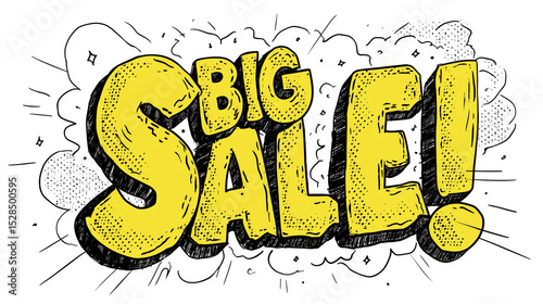 Big sale comic pop style gives powerful impact, creating feelings of excitement and urgency for audience to not miss discount and promotion