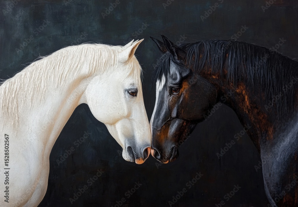 Obraz premium Two mares neck and neck