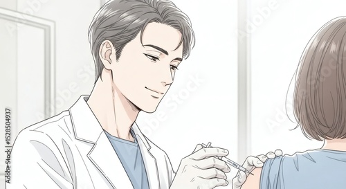 A doctor administering a vaccine to a patient in a medical setting