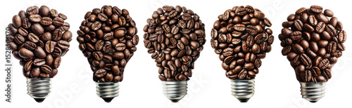 Panel kuchenny z motywem PNG Coffee beans shaped lightbulbs, element set on transparent background