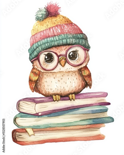 owl with books photo