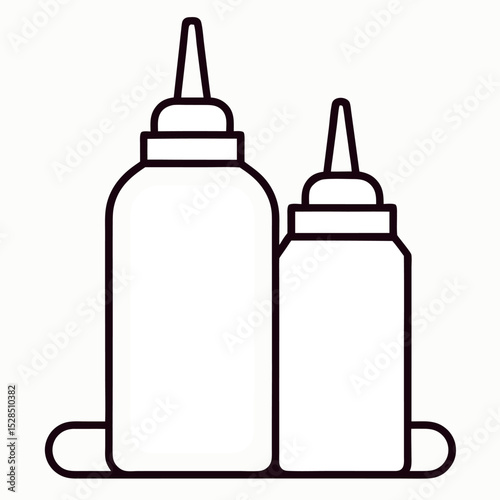 Ketchup and Mustard Bottles – Outlined Style Vector