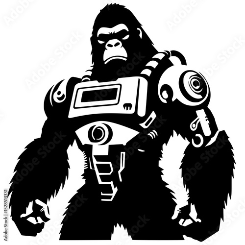 Silhouette of gorilla robot