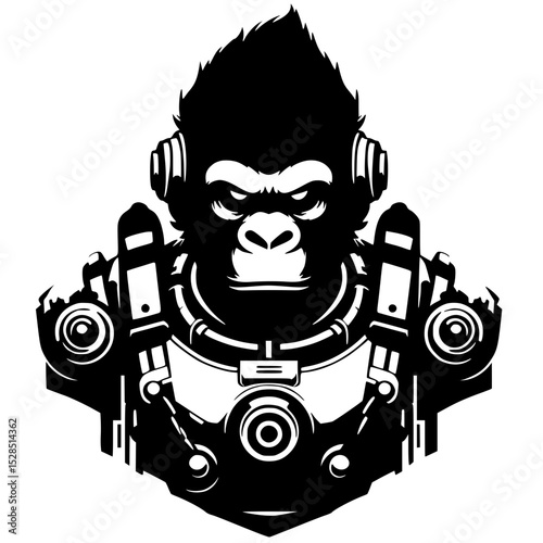 Silhouette portrait of gorilla robot