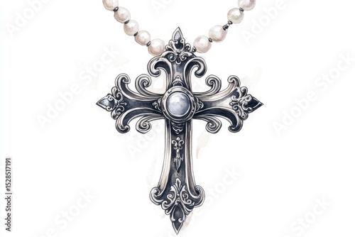 silver cross isolated on white