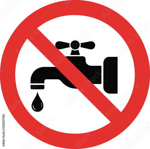 No Water Tap Sign - Do Not Drink Symbol