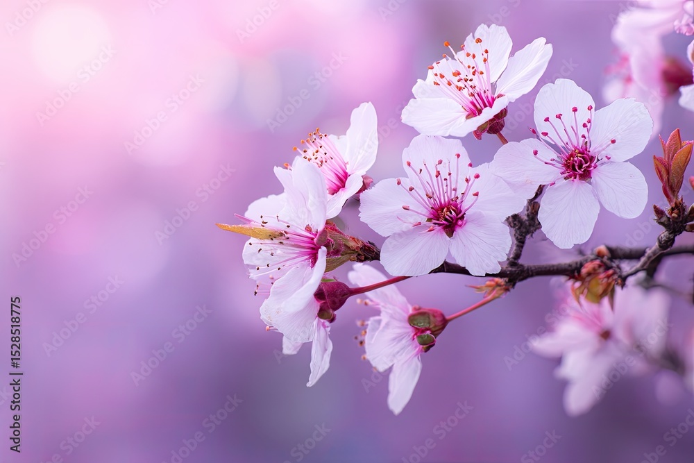 Obraz premium Close Up Pink Blossoms Branch Springtime