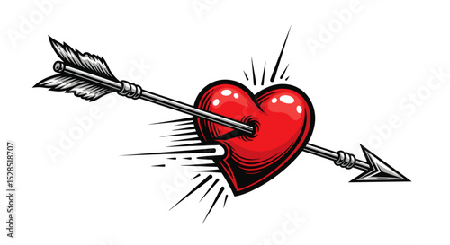 Love And Passion Arrow In Heart Concept