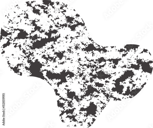 Black, abstract shape with smooth curves, resembling a sketch, and textured charcoal grain fill.