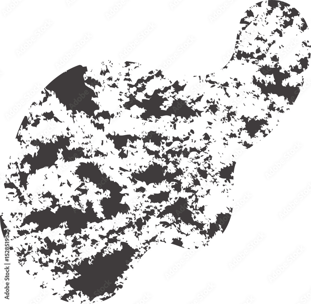 Black, abstract wavy shape with a smooth outline and textured charcoal brushstroke fill.