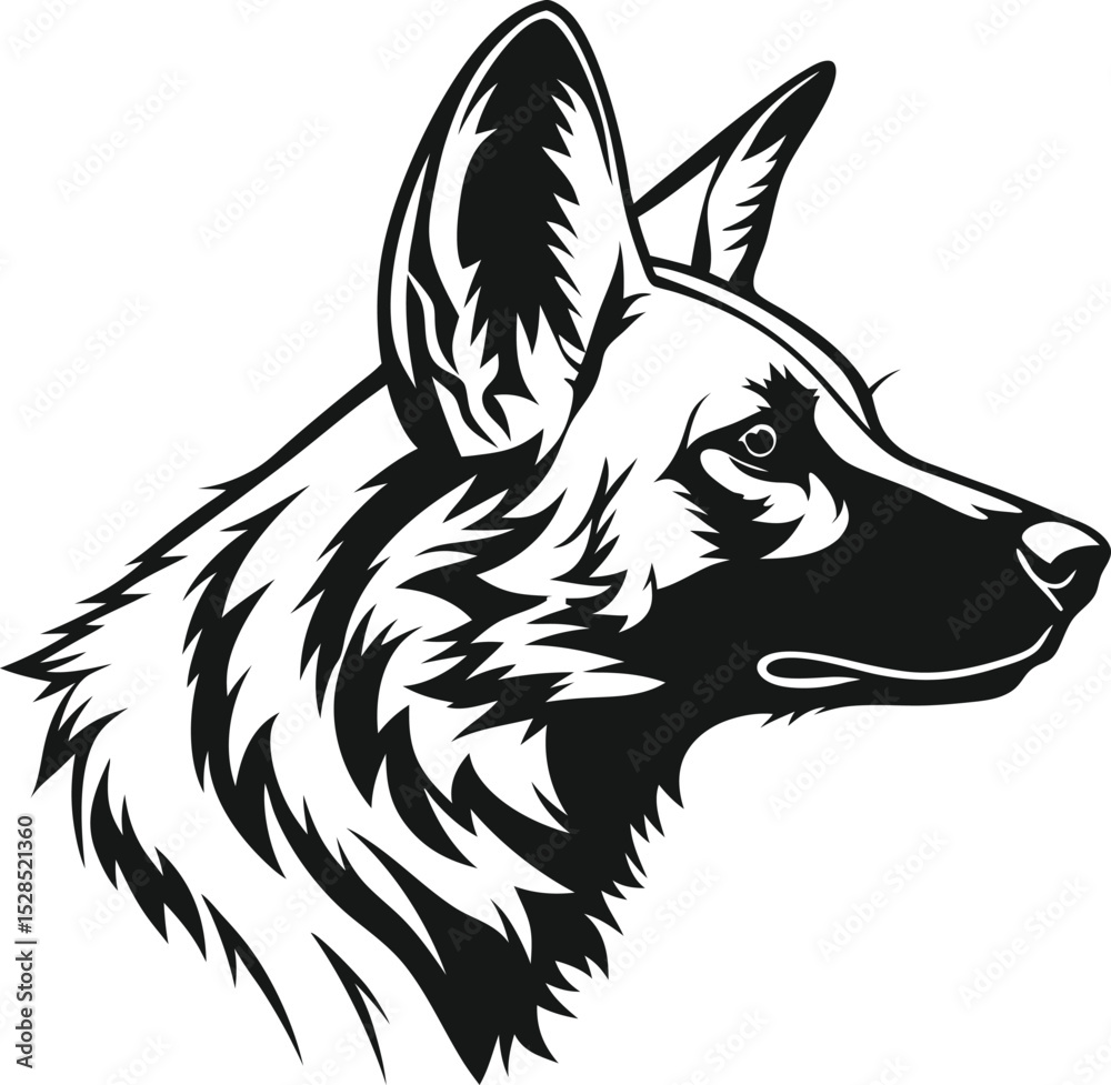 Naklejka premium black dog head silhouette vector art 