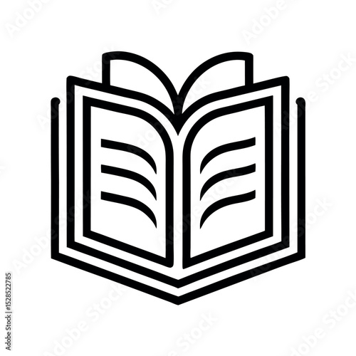 Line Art Book Icon for Education Logo – Vector Illustration