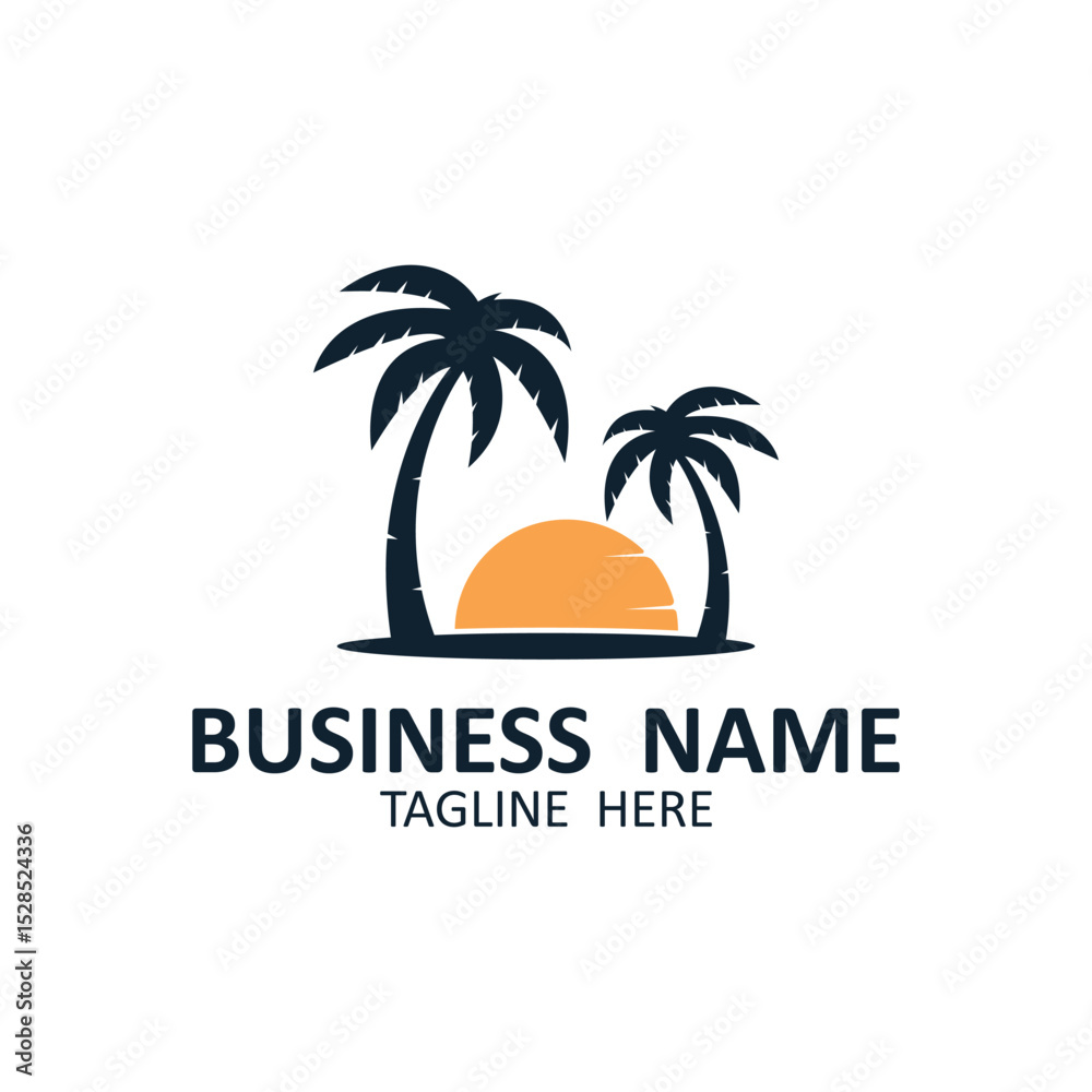 Naklejka premium summer beach logo with palm tree logo design