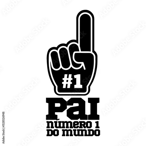Number One Dad Foam Finger Portuguese Father's Day Graphic