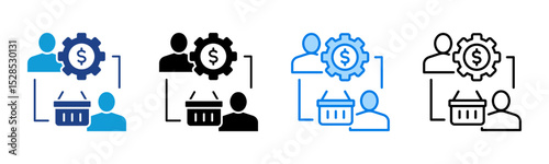 Business To Consumer icon sheet multiple style collection