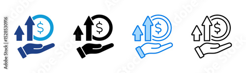 Profitability icon sheet multiple style collection