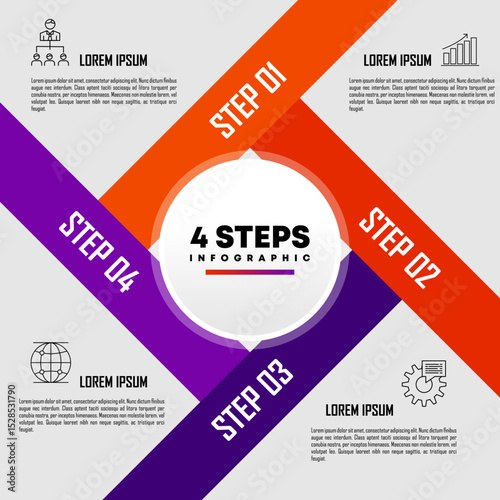 Circle chart infographic template with 4 options for strategy presentations Business. Vector Eps	
