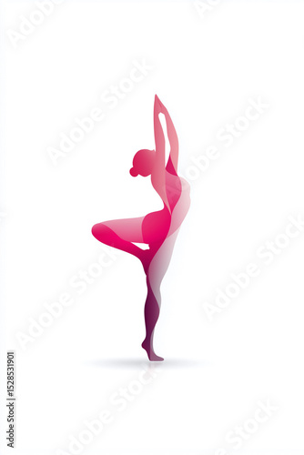 Elegant silhouette of a dancer performing a graceful pose in a minimalist artistic style, showcasing movement and balance
