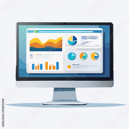 A desktop monitor displaying a UI design dashboard, arranged neatly on a clean white workspace.