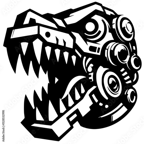 Crocodile robot head silhouette