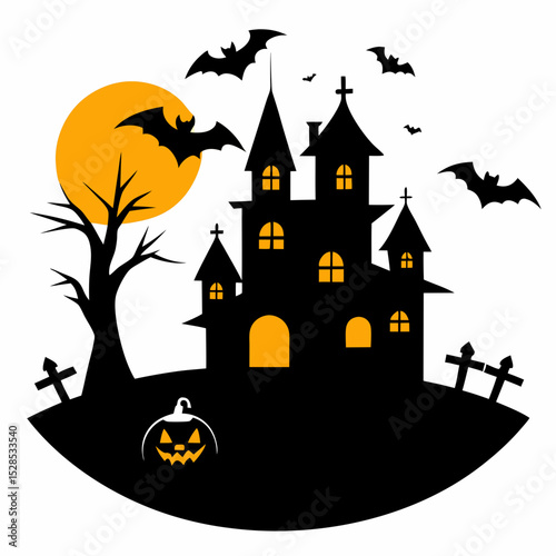 halloween castle vector illustration