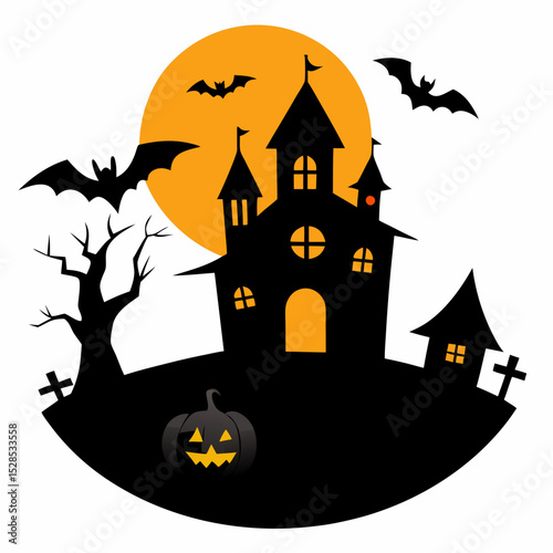 halloween castle vector illustration