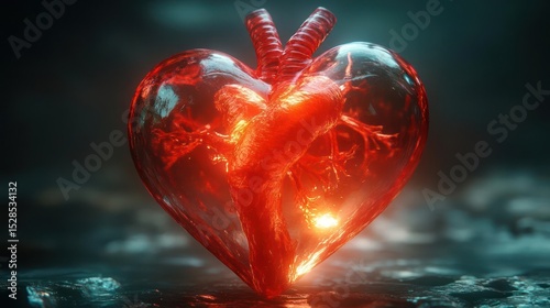 red heart with fire