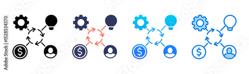 Business Model icon sheet multiple style collection