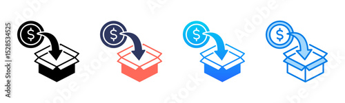 Crowdfunding icon sheet multiple style collection