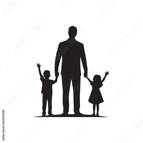 father son and daughter silhouette